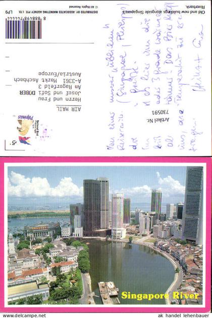 730591 Singapore River Singapur Hochhäuser Old and new buidings alongside Riverbank