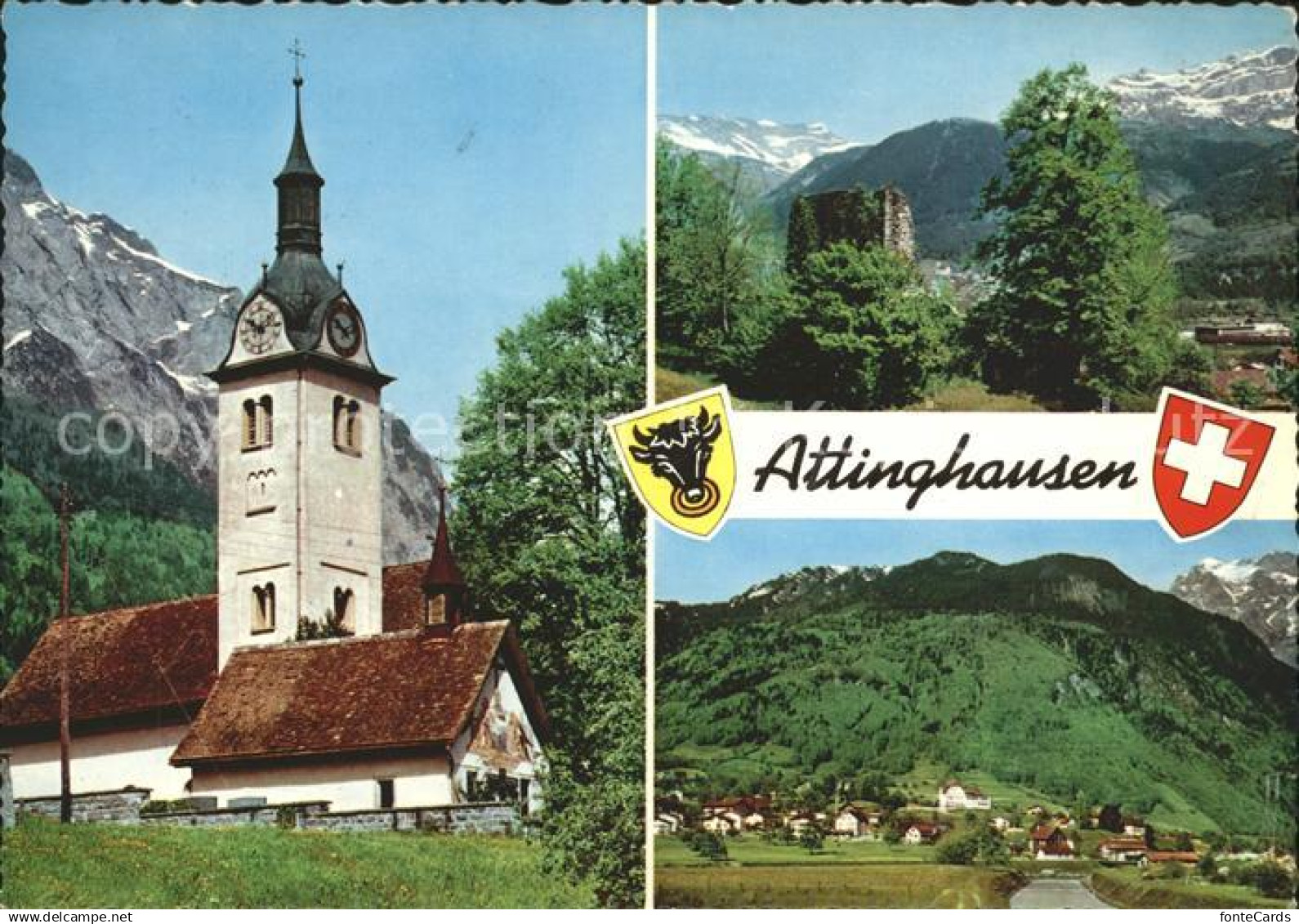 Attinghausen Kirche Felsen Ortsansicht