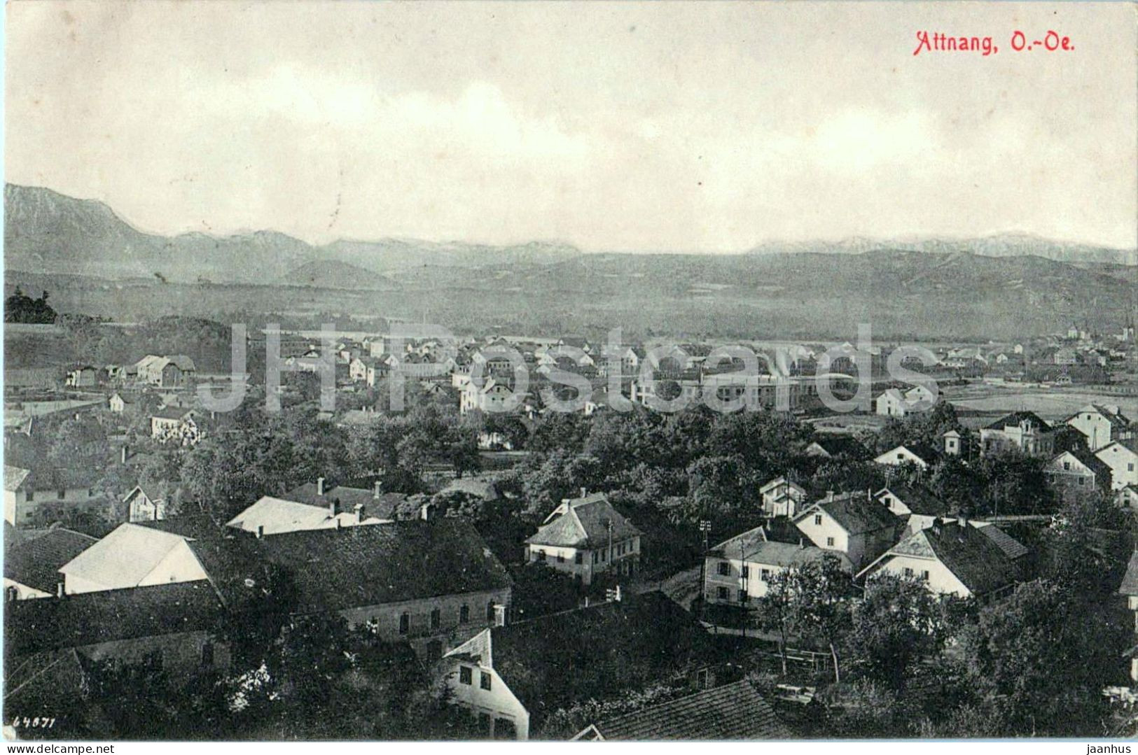 Attnang - town panorama - mountains - No. 917 - old postcard - Austria - used