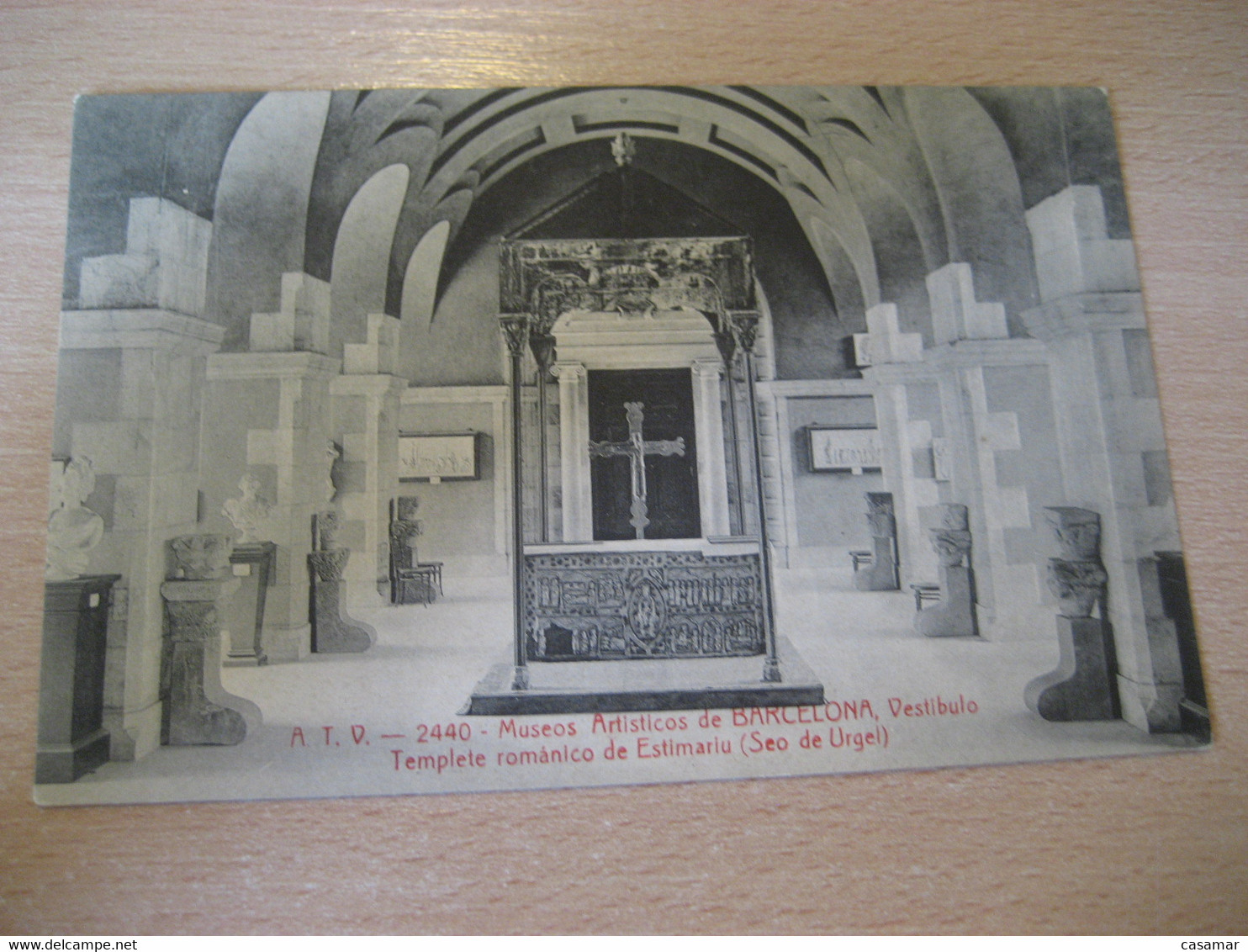 ATV nº2440 BARCELONA museos artisticos Romanesque Temple Estamariu Seu d'Urgell tarjeta postal postcard SPAIN