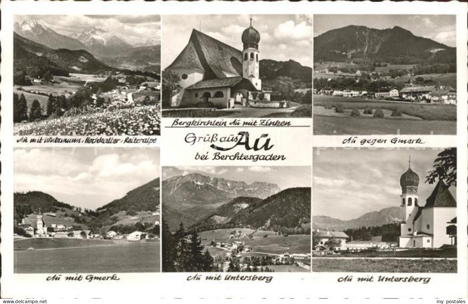 Au Berchtesgaden mit Watzmann Bergkirchlein Au mit Zinken Gmerk Untersberg Kirch