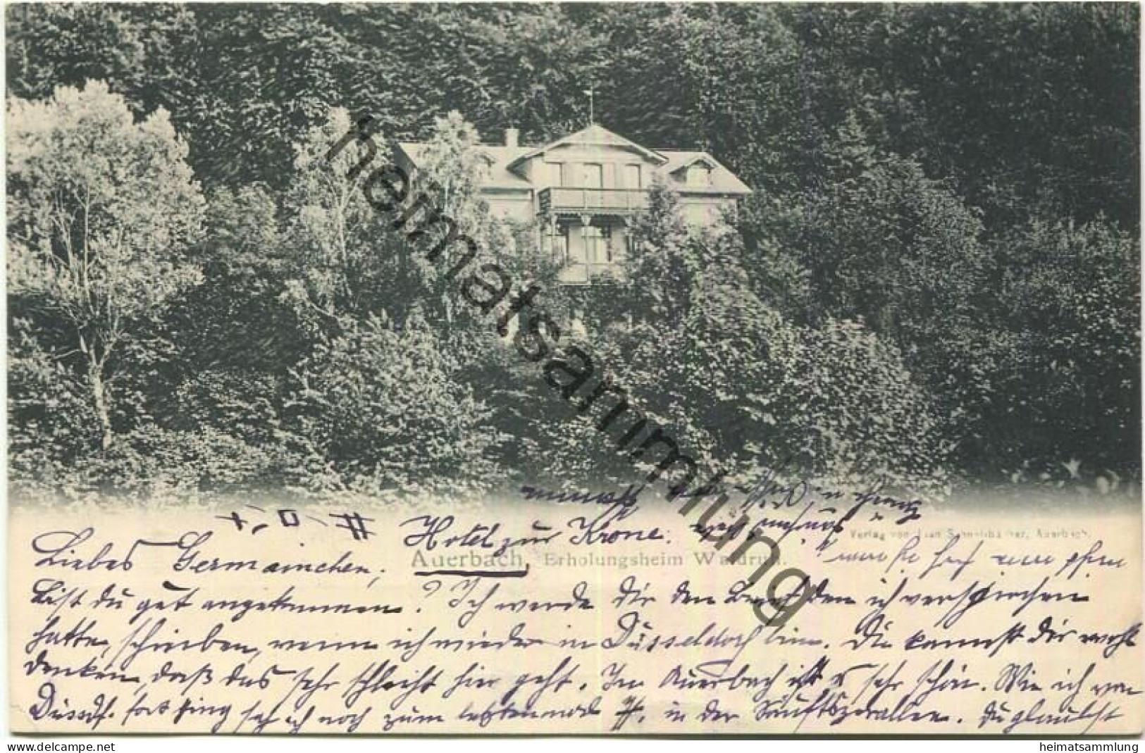 Auerbach - Erholungsheim Waldruh - Verlag J. Schnellbacher Auerbach gel. 1903