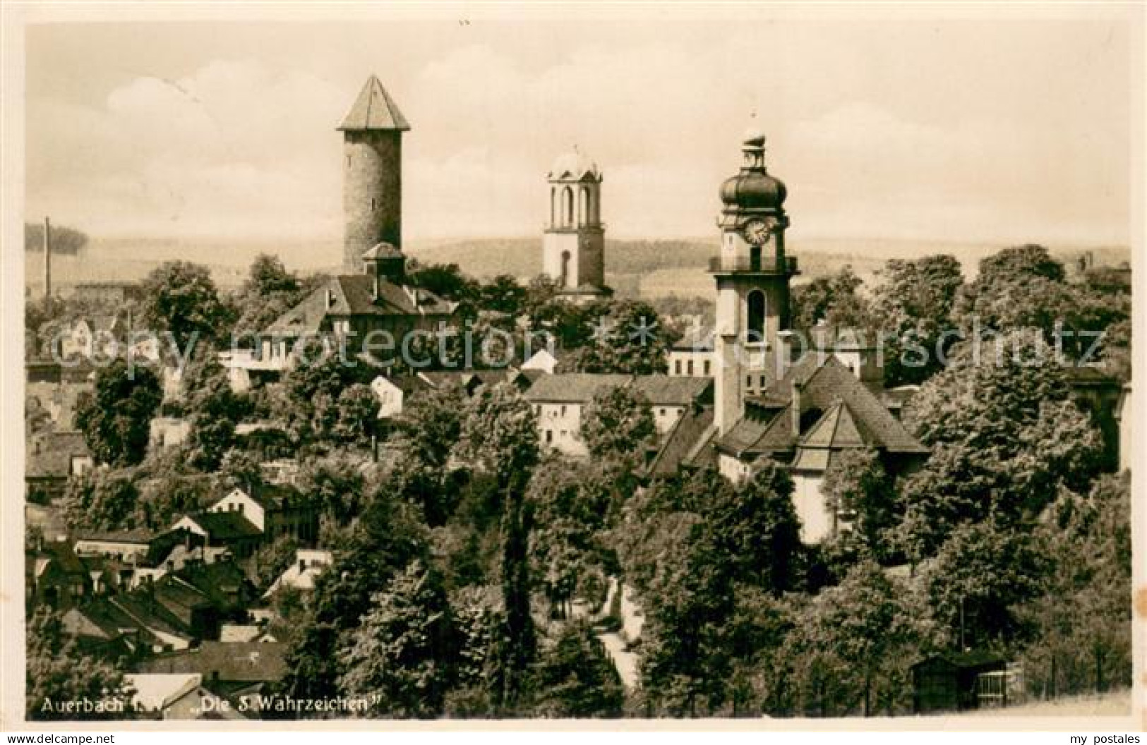 Auerbach Vogtland Die drei Wahrzeichen Teilansicht