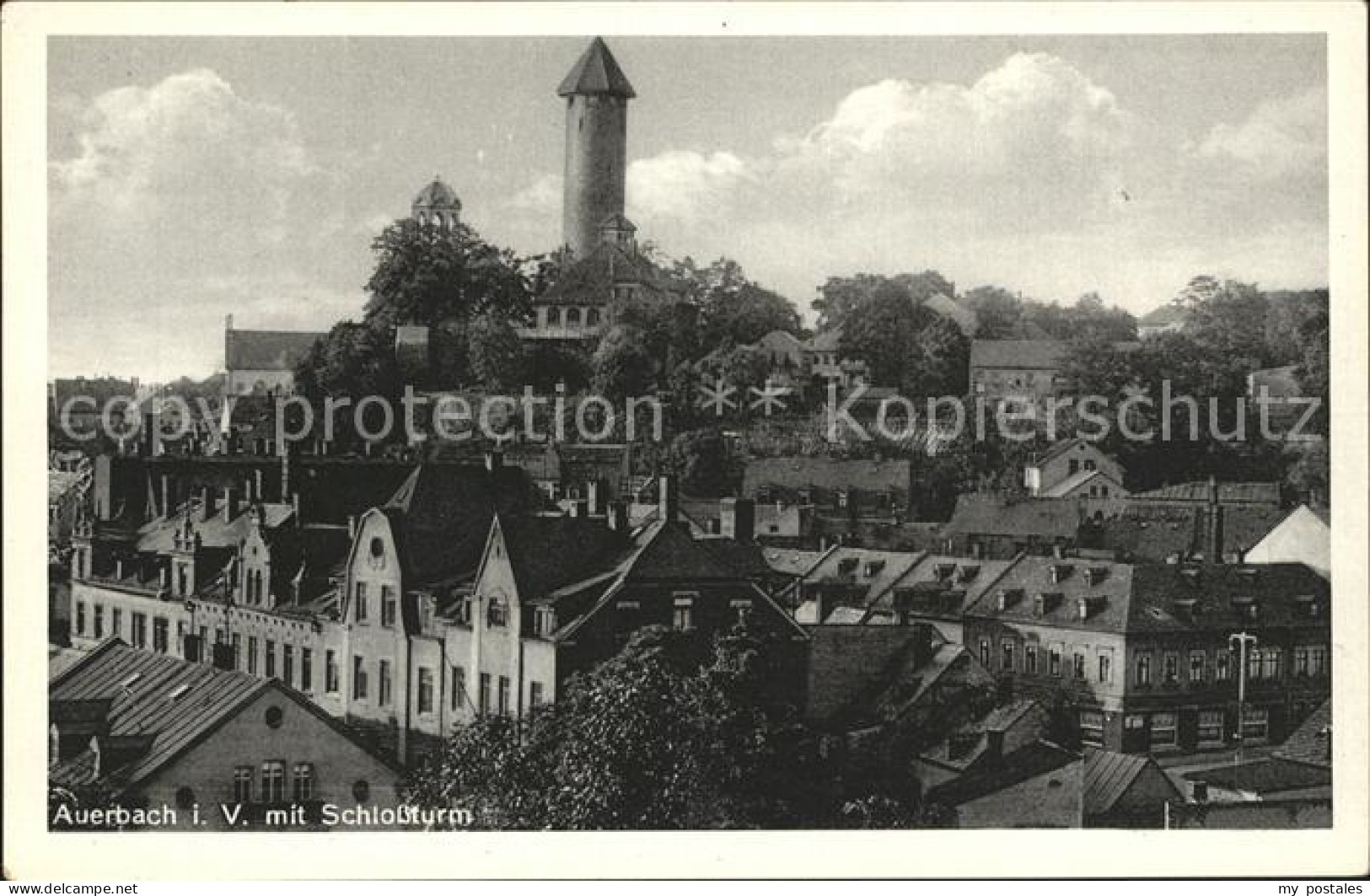 Auerbach Vogtland Teilansicht mit Schlossturm