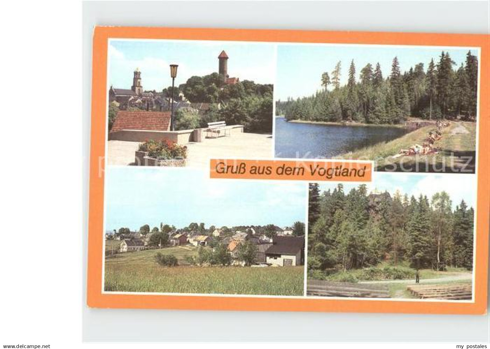 Auerbach Vogtland Teilansicht Vogtlandlsee Beerheide Freilichtbuehne Roethelstei