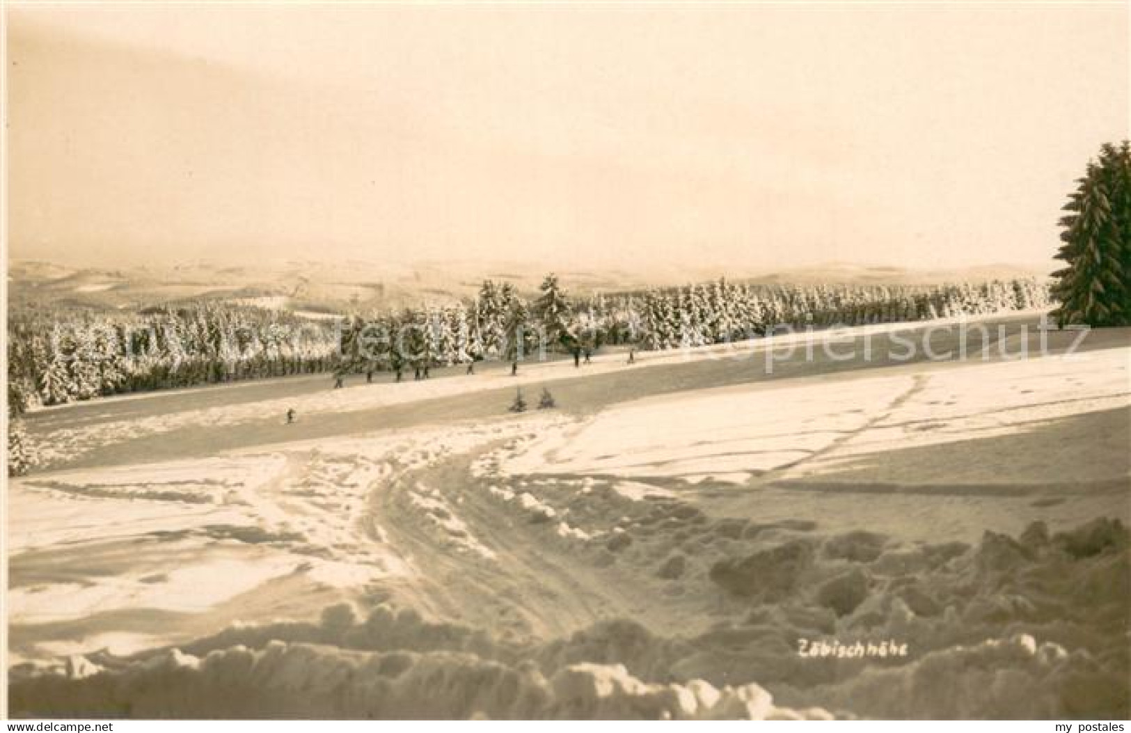 Auerbach Vogtland Zoebischhoehe im Schnee