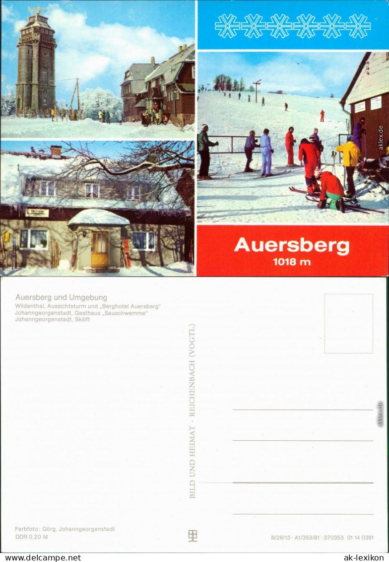 Auersberg (Erzgebirge) Wildenthal - Aussichtsturm und Berghotel Auersberg  1981