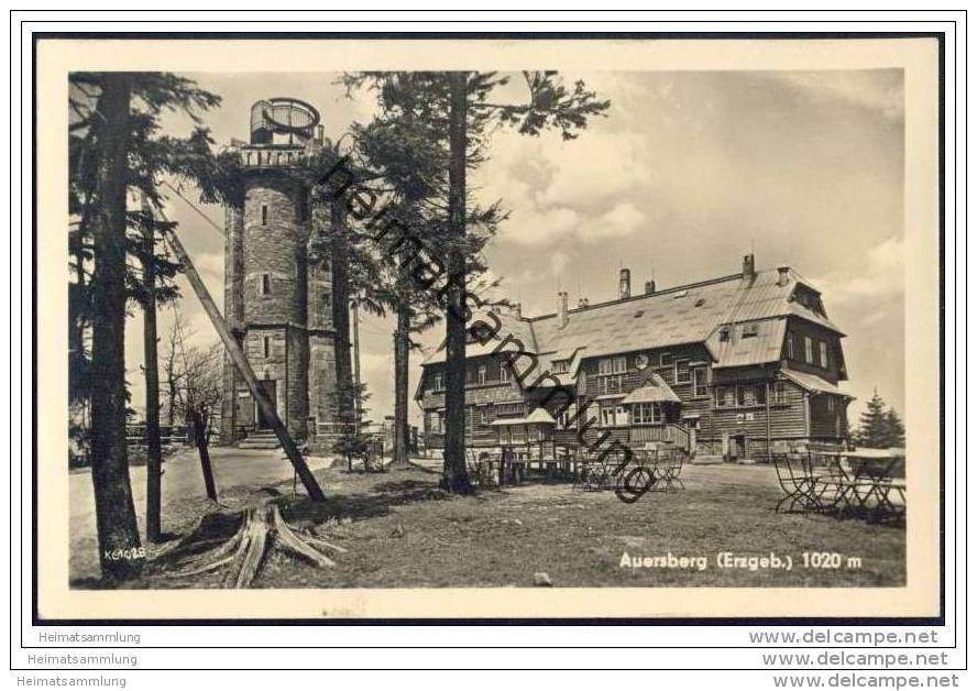 Auersberg mit Turm - HO Wismut - Berghotel Auersberg