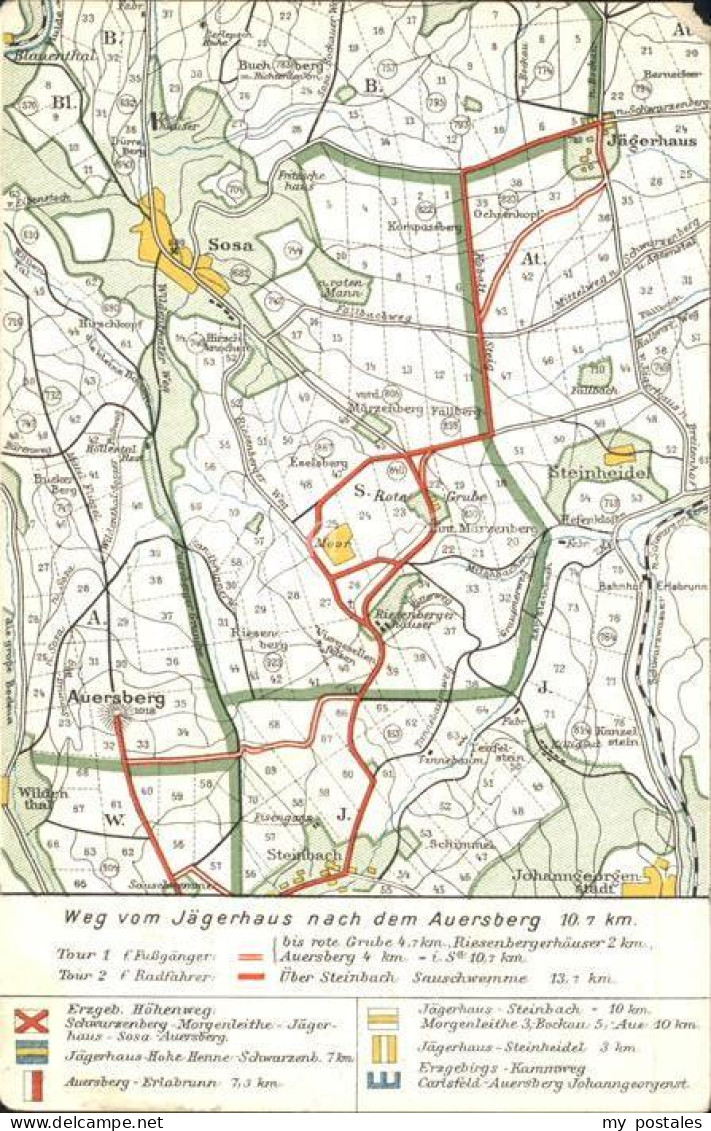 Auersberg Wildenthal Weg vom Jaegerhaus nach Auersberg Gebietskarte Auersberghau