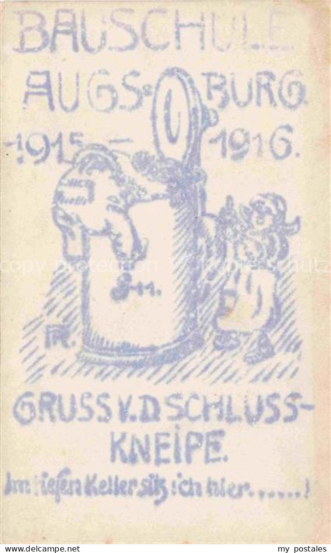 AUGSBURG  CITY Bauschule Augsburg Schlusskneipe Kuenstlerkarte