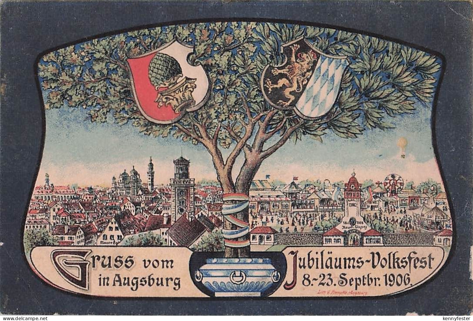 Augsburg Jubilaeums-Volksfest 1906 Wappen-Baum Augsburg