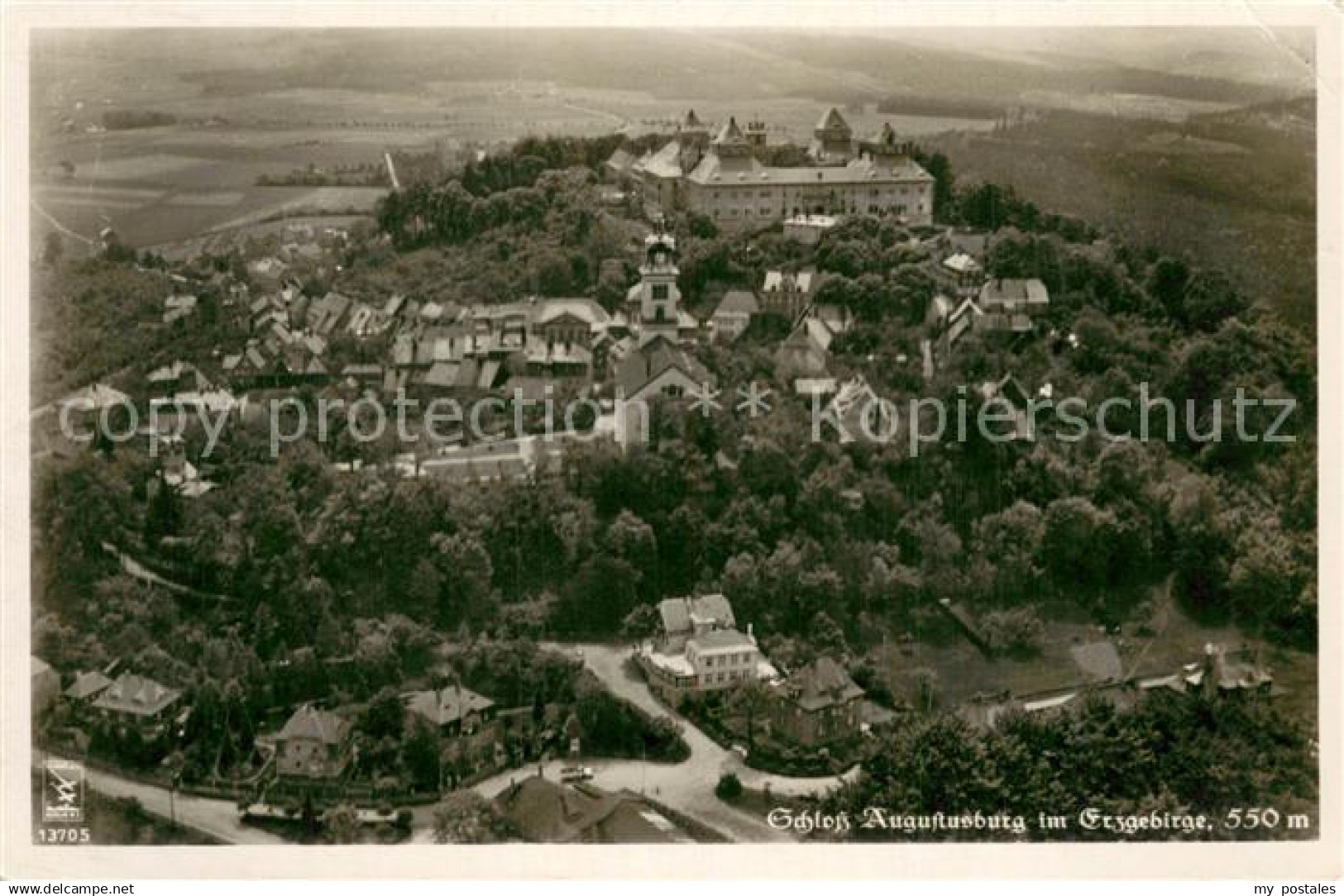 Augustusburg Fliegeraufnahme Schloss Augustusburg Schlossgastwirtschaft