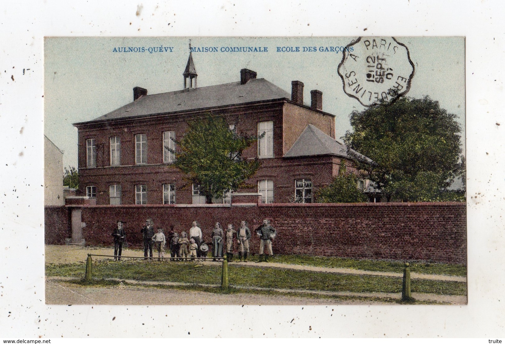 AULNOIS-QUEVY MAISON COMMUNALE ECOLE DES GARCONS CARTE COLORISEE