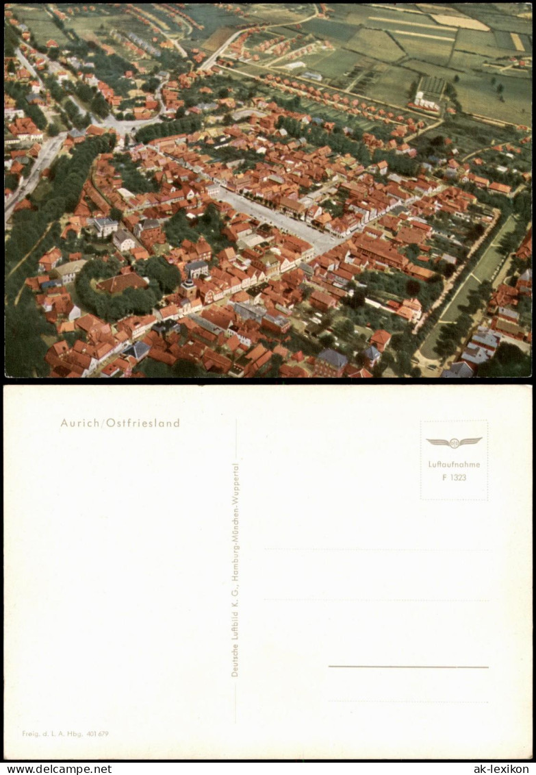 Aurich-Leer (Ostfriesland) Luftbild Aurich Totalansicht v. Flugzeug aus 1960