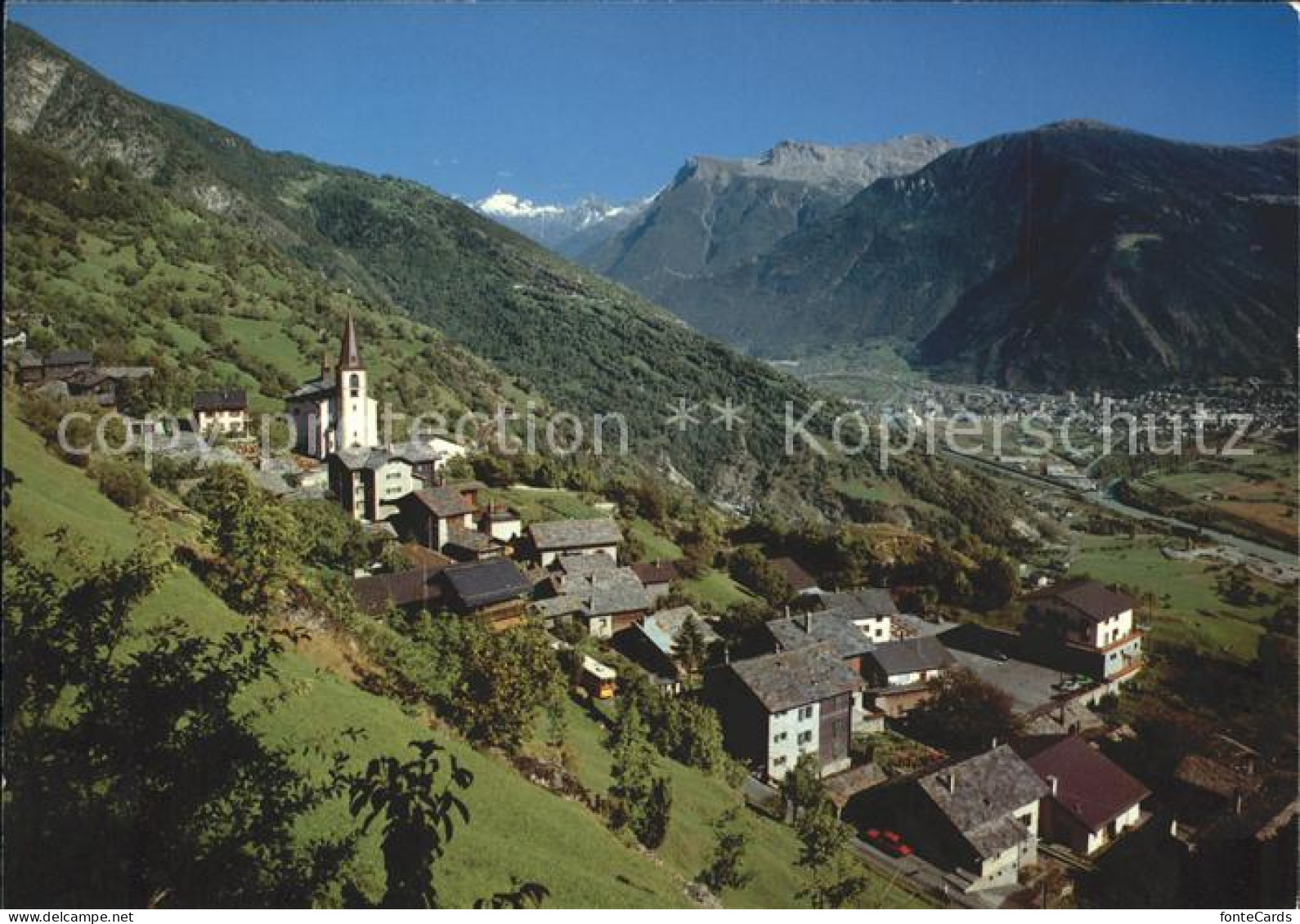 Ausserberg Blick Rhonetal Visp Bortelhorn Glishorn