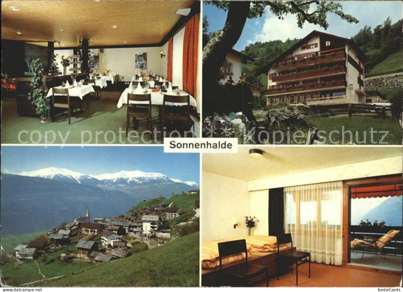 Ausserberg Hotel Sonnenhalde Speisesaal Zimmer Ortsblick