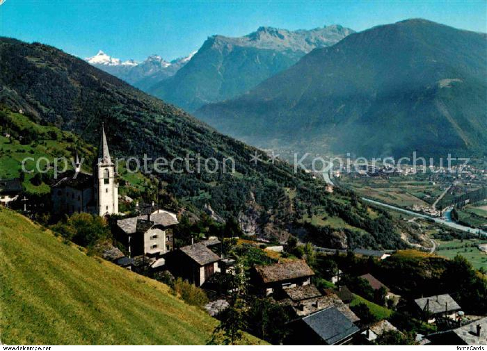 Ausserberg Panorama mit Blick Institut Rhonetal mit Visp