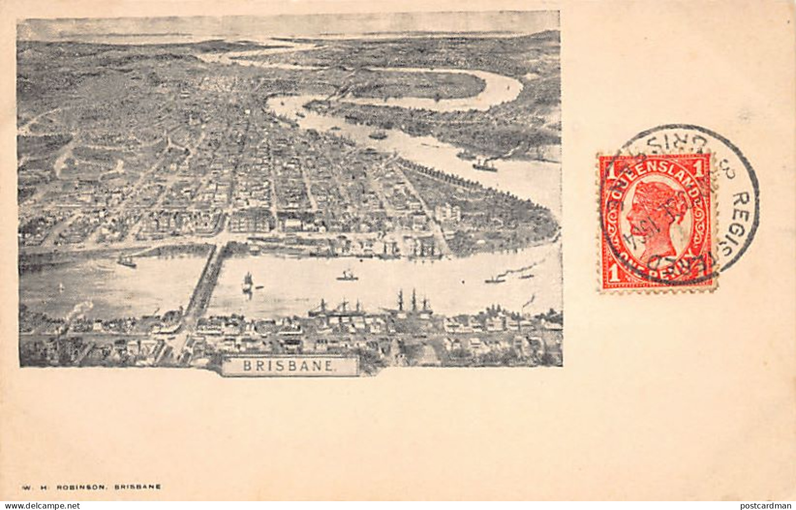 Australia - BRISBANE (QLD) Bird's eye view - Publ. W. H. Robinson