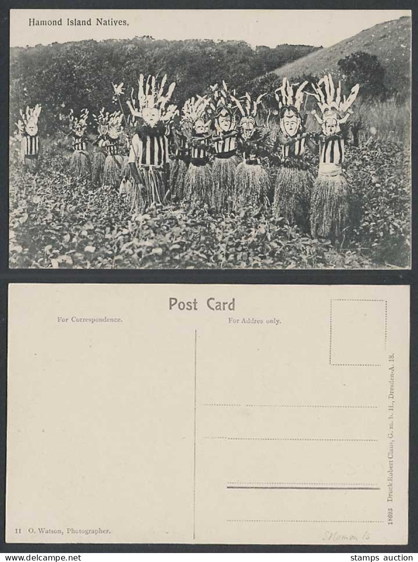 Australia, Hammond Hamond Island Natives, Face Masks, Costumes QLD. Old Postcard