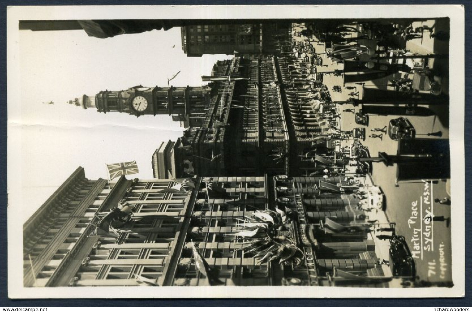 Australia Sydney New South Wales Real Photo Postcard, NSW, 1939, Martin Place Busy Street Scene
