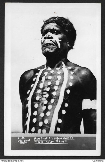 Australian Aboriginal full war paint postcard not used