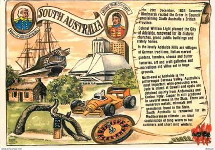 Carte Postale - Australie - Adélaïde - Informations sur la ville d'Adélaïde et la région de Barossa Valley - Art illustr