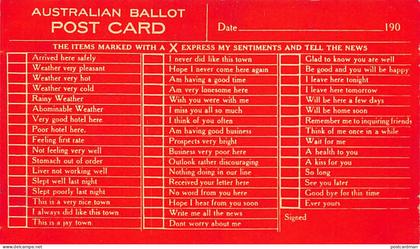 Australia - Australian Ballot Post Card- Publ. Hammond Publ. Co.