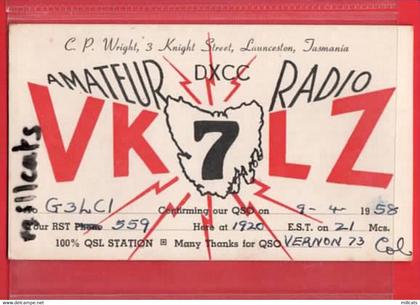 AUSTRALIA   AMATEUR RADIO QSL CARD    CP WRIGHT OF LAUNCESTON KNIGHT ST
