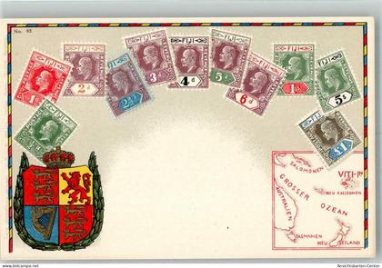 13990441 - Fidschi Wappen Briefmarkenkarte