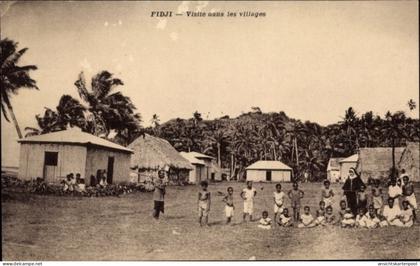 CPA Fiji Fidschi, Visite dans les villages