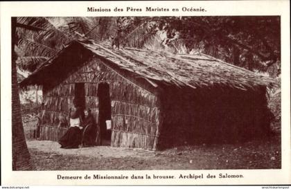 CPA Salomoninseln Ozeanien, Demeure de Missionaire dans la brousse