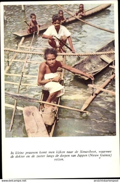 CPA Papua Neuguinea, Personen in Einbäumen