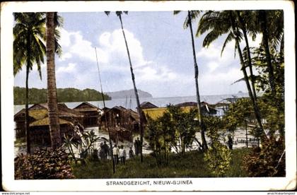 CPA Papua Neuguinea, Strand, Hütten