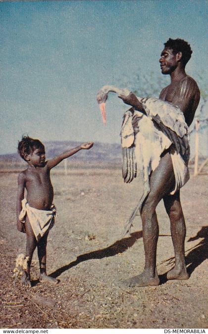 Aborigine hunting Brolga