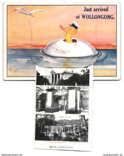 Leporello-AK Wollongong, Port Kembla, Continental Baths, Fairy Creek in Stuart Park