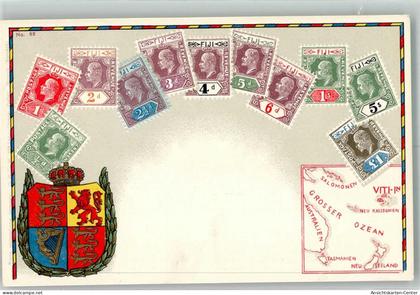 13990442 - Wappen Briefmarkenkarte Fidschi