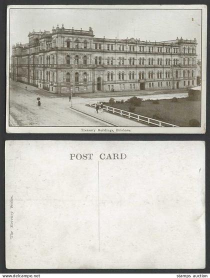 Australia Old Postcard Brisbane, Treasury Buildings, Street Scene Queensland QLD