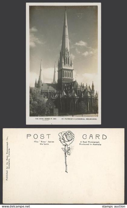Australia Old Real Photo Postcard St. Patrick's Cathedral Melbourne Vic Victoria