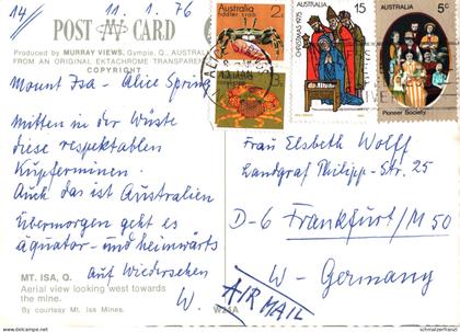 AK Mount Mt Isa 1976 Aerial View Mine Mines Queensland QLD Australia Australien Australie Briefmarke Stamp Timbre