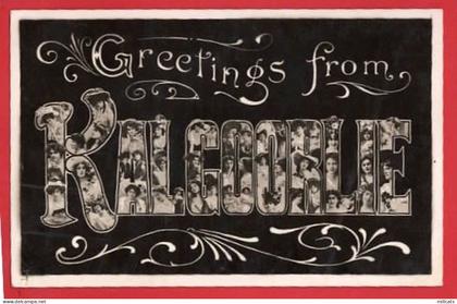 GREETINGS FROM KALGOOLIE   RP EDWARDIAN ACTRESSES INSET THE LETTERS 1910.  GILCHRIST + AINSLIE FAMILY
