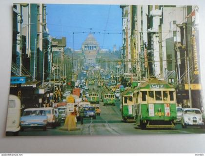 D191575    Postcard - Australia - Vic.  MELBOURNE tram  street scene
