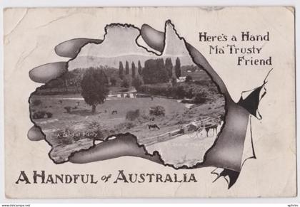 A Handful of Australia A Land of Plenty Vintage Postcard