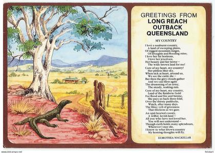 Long Reach Outback QLD Australia, Vintage PC, Dorothea Mackellar Poem, 1989