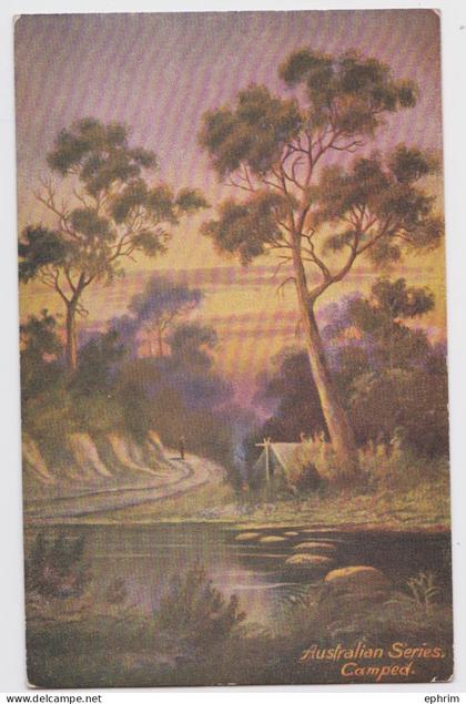 Australian Series Camped Australia Vintage Postcard