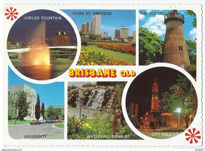 Brisbane QLD Australia, Vintage PC, 6 City Views, 1983