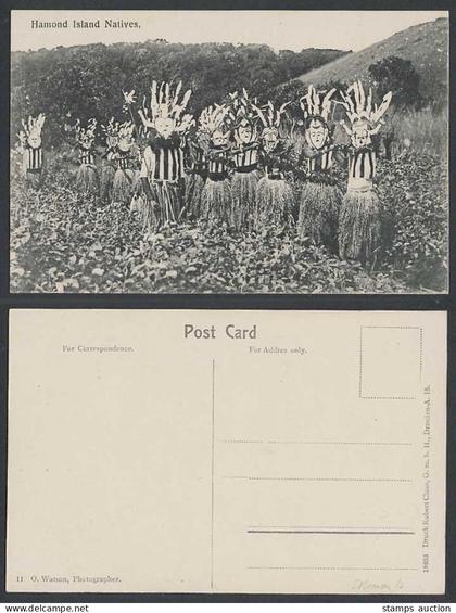 Australia, Hammond Hamond Island Natives, Face Masks, Costumes QLD. Old Postcard