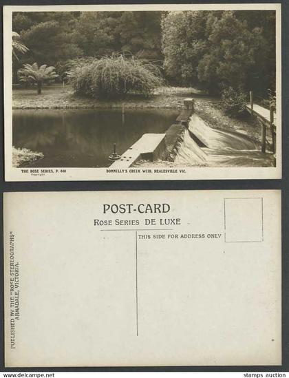 Australia Old Postcard Donnelly's Creek Weir Healesville Vic. Victoria Fern Tree