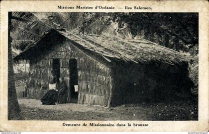 CPA Salomoninseln Ozeanien, Demeure de Missionaire dans la brousse