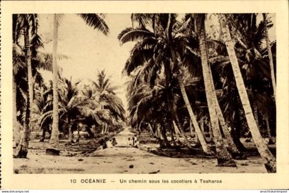 CPA Teaharoa Französisch Polynesien, Ein Weg unter den Kokospalmen