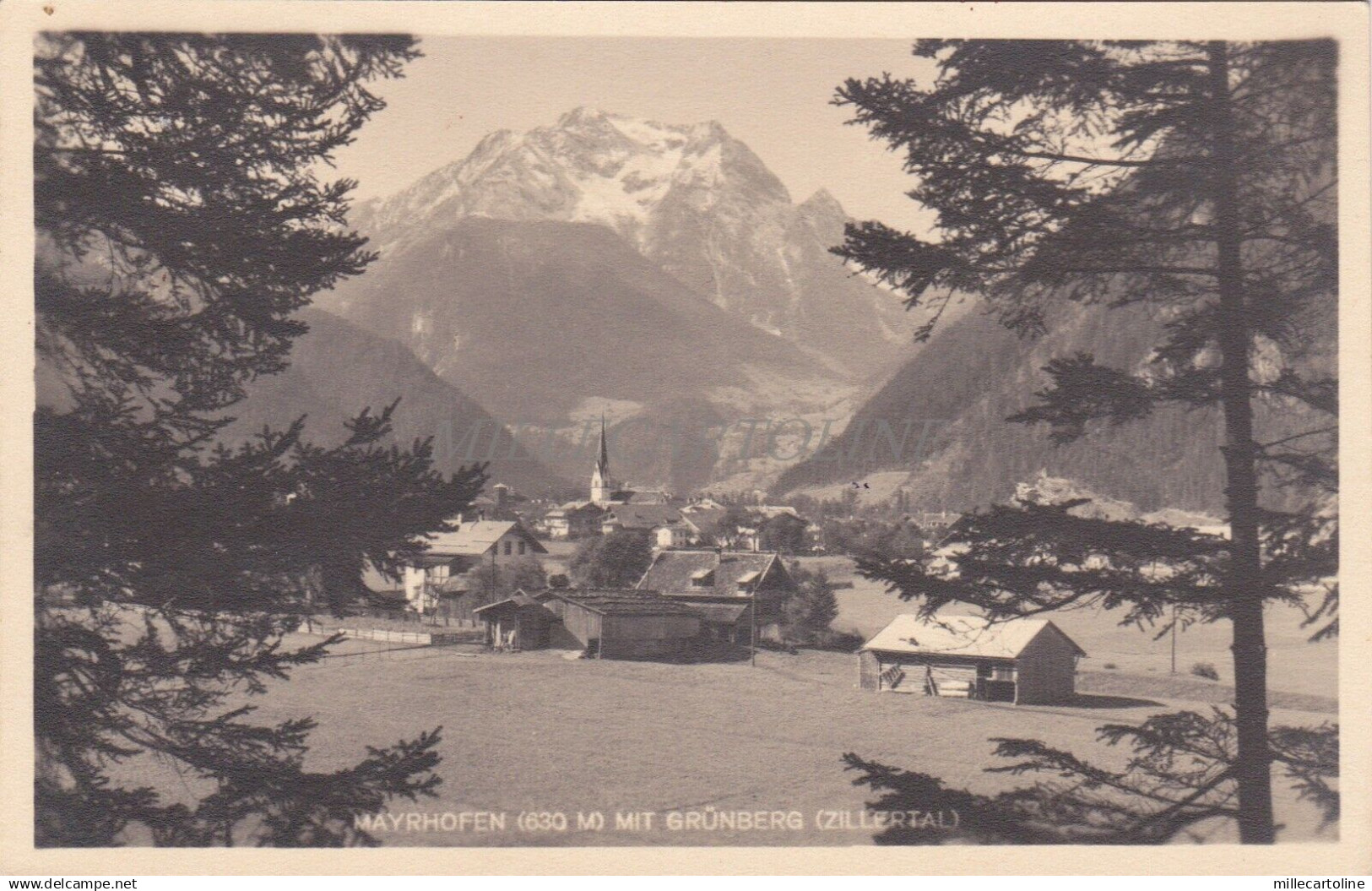 AUSTRIA - Mayrhofen mit Grunberg (Zillertal) - Foto Postkarte 1957